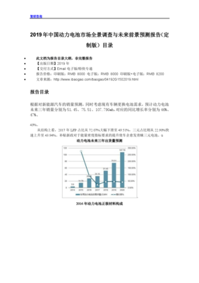2019年中国动力电池市场全景调查与未来前景预测报告(定制版)目录